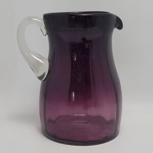 Amethyst Glass Pitcher Purple Lemonade Water JugWith Clear Handle